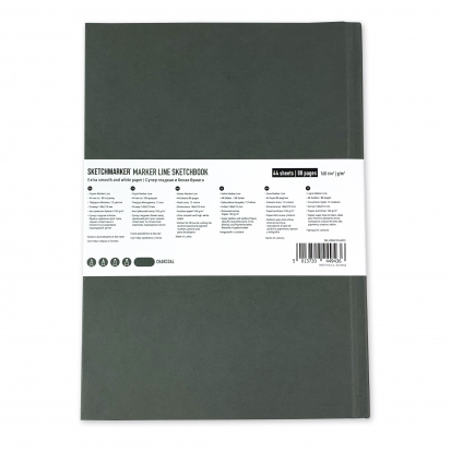 Скетчбук "Marker line" 160г/м2, A5, 44л твердая обложка, цвет угольный